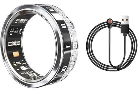 WOL VEE Bague Intelligente, Tracker de Fitness Portable, Moniteur de fréquence Cardiaque, podomètre Intelligent étanche pour Hommes et Femmes - R2 (Noir, 11#)