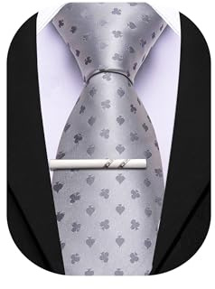 Barry.Wang Cravates en soie pour homme - Cravate et pince à cravate pour fête de mariage, affaires, formelle - Extra longues