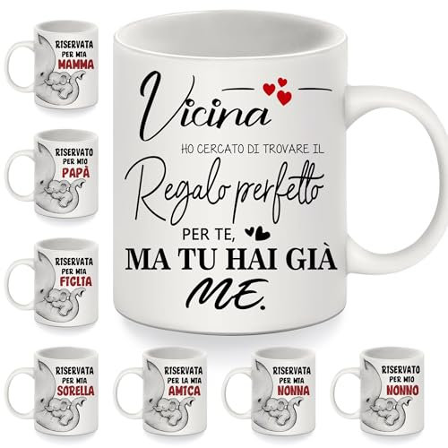 Bommex Vicina ho cercato di trovare il regalo perfetto per te ma tu hai già me Tazza regalo divertente per le vicine di casa Compleanno Regalo di Natale Tazzine da Caffè per vicini di casa (vicina)