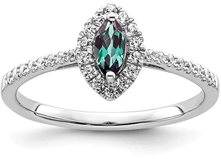 RWCCCRW Halo-Bandringe aus 14-karätigem Weißgold mit im Labor gezüchteten Diamanten und Alexandrit für Damen