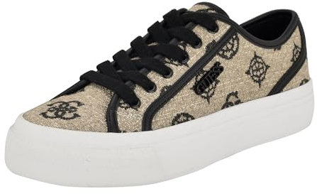 GUESS Damen Jelexa Sneaker, Light Natural/Black Logo 111, 39.5 EU
