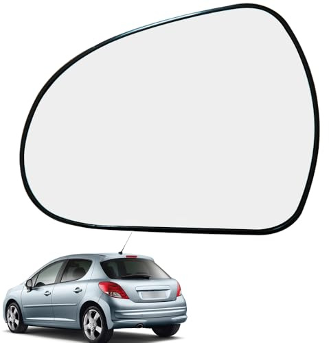 Ruolin Verre de Rétroviseur Gauche, Rétroviseur de Voiture en Verre Chauffant Rétroviseur Extérieur Gauche Compatible avec Peugeot 207 2006-2015 308 2007-2013
