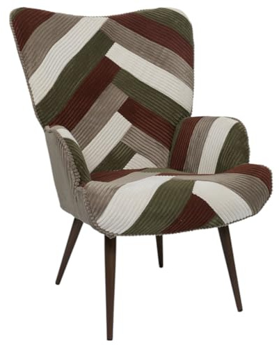HOME DECO FACTORY Sessel Patchwork Bunt Modern Ergonomische Sitzfläche | Sperrholz, bunter Patchwork-Sessel, ergonomische Sitzfläche, Wohnzimmer oder Büro, pflegeleicht, 69x101x76 cm, mehrfarbig