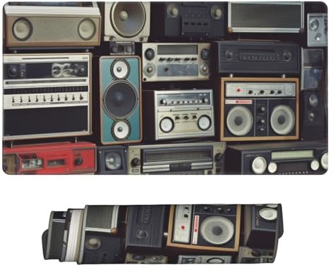 Großes Gaming-Mauspad mit rutschfester Gummiunterseite, Vintage-Wand-Boombox-Mauspad mit genähtem Rand, 74,9 x 40,6 cm erweiterte Schreibtischunterlage für Laptop-Schreibtischunterlage