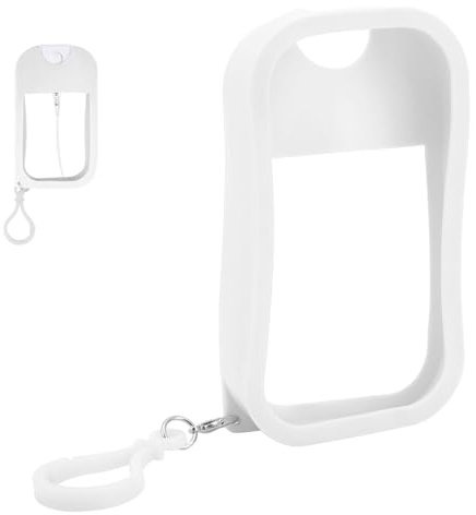 Gosknor Spray Hand Sanitizer Accessories, Silicone Portable Travel Card Spray Bottles Case with Colorful Case Keychain Hook Refillable Perfume Hand Sanitizer Makeup Storage (White)