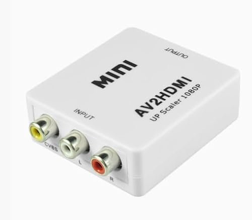 RCA auf HDMI Adapter, AV zu HDMI Konverter mit 1080P Unterstützung, RCA Composite CVBS inkl. USB-Ladekabel, Kompatibel mit Wii, PS2, PS3, Xbox, N64, GameCube, VHS, VCR, DVD, TV, STB, Kamera(Schwarz)