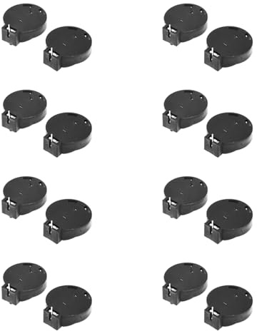 Remingtape 16 Stueck CR2450 Muenzen Zellen-Knopf-Batterie Einfassung Halter Gehaeuse 2 Stifte Schwarz