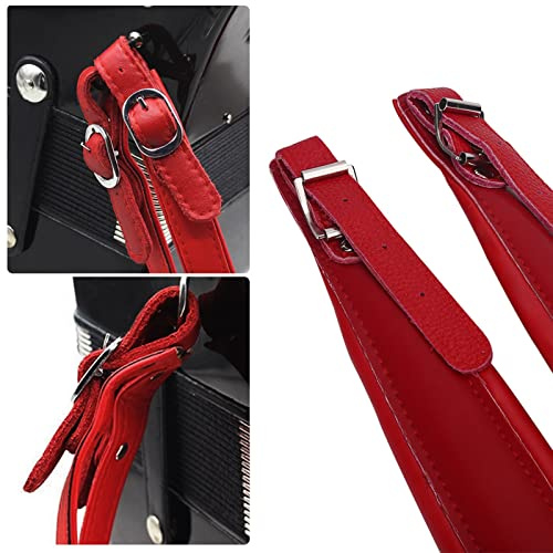 Milltrip Accordion Shoulder Straps - PU Leather Belts for 16-120 Bass Accordions, Comfort Wide Padded (Red)
