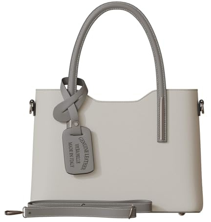 KMISSO Damen Hand Umhänge Henkel Tasche Feinstes Echt Leder aus Italien 30637 beige/taupe