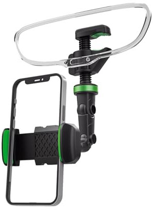 Genérico Rearview Mirror Phone Mount, Universals Holder Cradle, Adjustable 360° Rotation Clip, Multifunctional Hands- Design, Easy Setup Grip, Perfect for Car, Smartphone, (Black)