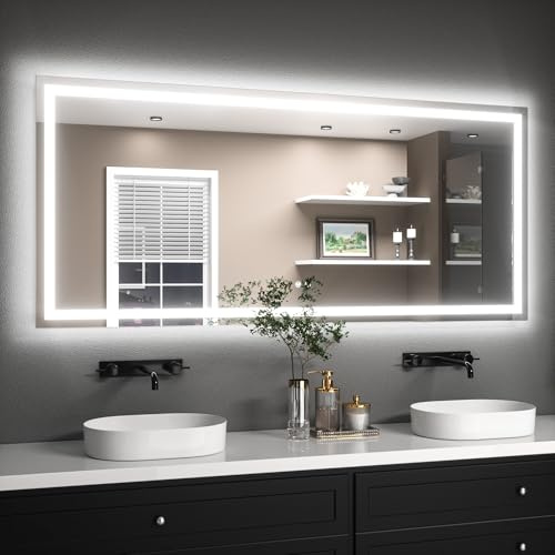 TETOTE Badspiegel mit Beleuchtung 180x80cm - Badezimmerspiegel Beleuchtet | Beschlagfrei Badezimmer Wandspiegel Ohne Rahmen Bad Spiegel mit Led Touch-Schalter, 3 Lichtfarben Dimmbar Speicherfunktion