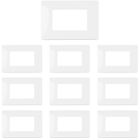 CILIA Placca Compatibile Con Bticino MATIX, Placche In Plastica di Alta Qualità Supporto 503 Vari 11 Colori Disponibili (3 Moduli - 10 Pezzi, Bianco)