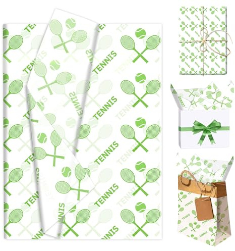 Tennis Verpackungspapier Tennis Geschenkpapier Sport Tacket Druck Geschenkverpackung Sport Tennisball Kunstpapier für Geburtstage Sportfeiern