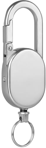 pullther Einziehbarer Schlüsselanhänger, Ausweishalter aus Zinklegierung, Taktische Ausweisrolle, Retractable Lanyard for Key Ring ID Card, 60 cm/23,6 Zoll Stahlseil, 150g/5.3 oz