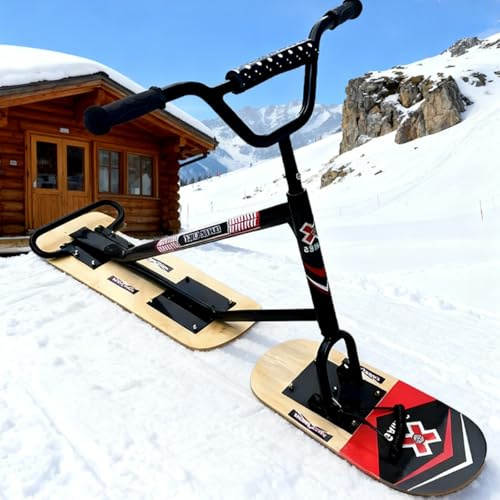 smafoseedding Neuer Schneescooter/Schneescooter – Schneeskateboard/Schlitten Für Erwachsene Mit Ergonomischem Griff Und Revolutionärem Doppelski, 360° Drehbar Und 150 Kg Traglast, Schneemobil TypeB