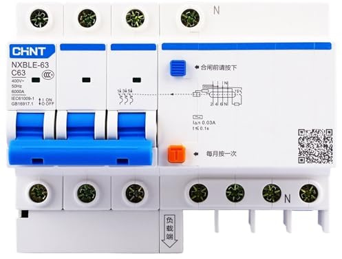 Disjoncteurs 3P + N 6A 10A 16A 20A 25A 32A 40A 50A 63A, petits disjoncteurs de fuite à la terre avec Protection contre les fuites, NXBLE-63(25 V)