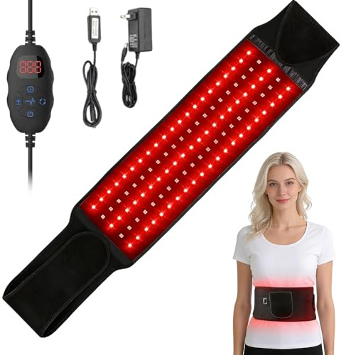 Rotlicht Gürtel, SGZIOO Rotlichtgürtel mit 105 LEDs, 660 & 850 nm Nahe Infrarot-Led-lichttherapie, Rotlichtlampe Infrarotlampe Gürtel, Red Light Therapy Belt für Beine, Schulter, Rücken, Taille und O