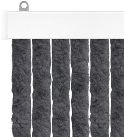 Trente Flauschvorhang Anthrazit 100x220 cm - Katzenschwanz Fliegenvorhang Tür - Insektenschutz ohne Bohren - PVC Türvorhang mit dichten Chenille Strängen - Haustierfreundlich