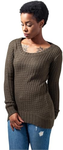 Urban Classics Women's Long Wideneck Sweater, Green (olive 176), XL