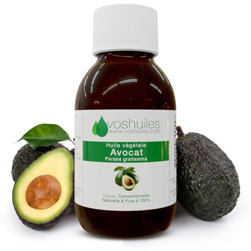 VOSHUILES - Huile Végétale d'Avocat 100ml - Huile Naturelle pour Soins de la Peau- Cheveux et Massage - Hydratante et Nourrissante - Huile Végétale de Qualité