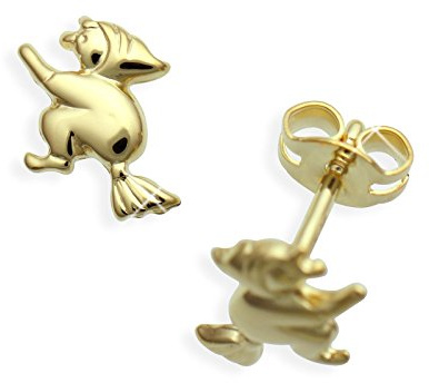 Ohrstecker echt 14 Karat Gold 585 Hexe 9x8mm(Art.811150)