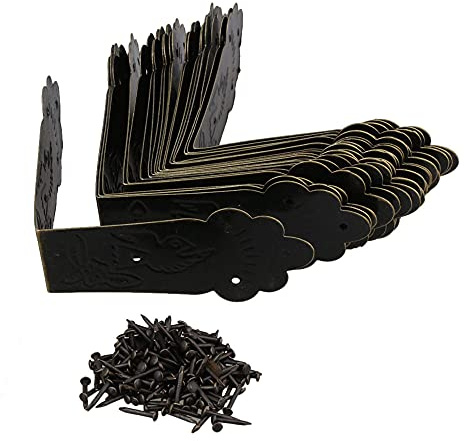 SHANOER 20pcs Metal Box Corner Edge Guard Decorative Bronze Tone 134mm x 31mm