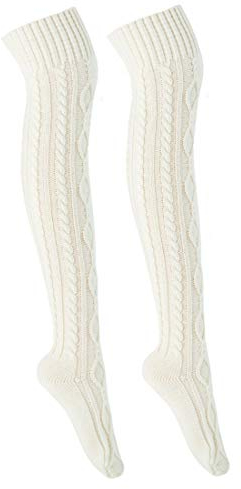 PAADIYA Boomly Damen Mädchen Kniestrümpfe Lange Overknee Strümpfe Stricken Beinwärmer Winter Socken Warm Innen Zuhause Wolle Socken Knieschoner Doppelter Diamant Fußbodensocken