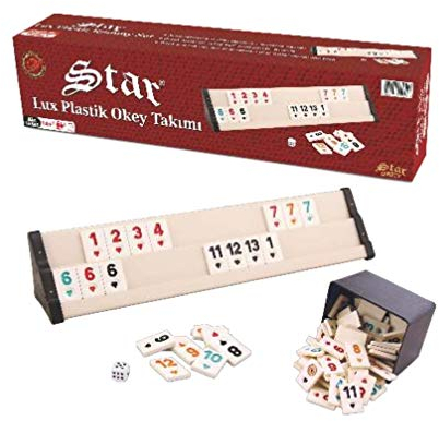 Star Rummy Set Okey Takımı hochwertige Verarbeitung & Materialien (Kunststoff- Spielbänke - leicht und stabil