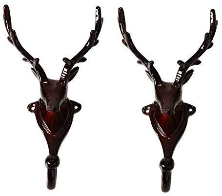 Artra Design GmbH Wandgarderobe Kleiderhaken 2er SET Geweih in Braun Hirschgeweih Hirschkopf Geweih Hirsch Haken Wandhaken Aluminium Geweihhaken Wanddeko Dekoration