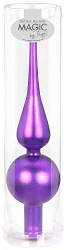Inge-glas Christbaumspitzen 26cm | Weihnachtsbaumspitzen matt glänzend Baumspitze Spitze Christbaumschmuck (Happy Xmas lila matt)