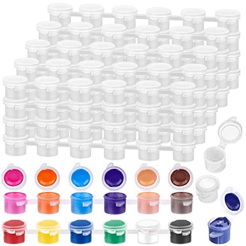 240 Pcs Empty Paint Pot Palettes, Caffox 40 Strips Paint Pots with Lids Acrylic Mini Paint Container Strips Storage with Lids for Arts and Crafts Paint (3ml/ 0.1oz)