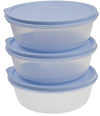 Tupperware Hitparade 3x600 transparent/hellblau, modern, minimalistisch, Lebensmittelbehälter, Behälter, Container, 600 ml, 3311691