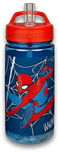 Scooli SPMA9913 Marvel Spider-Man Gourde avec paille intégrée et bec verseur Sans BPA et phtalates 500 ml