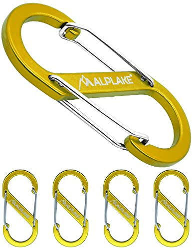 ALPLAKE 4er Set Material-Karabiner, Doppel-Karabiner, S-Form, 88x40mm, Gelb