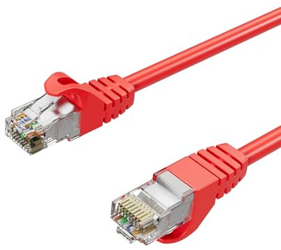 Netzwerkkabel RJ45 Patchkabel, LAN-Kabel U/UTP, CAT 7 Rohkabel, bis 10 Gbit/s 30,00m Rot