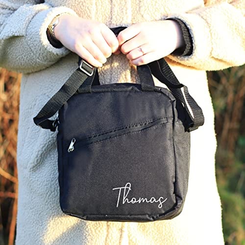 eBuyGB Personalised Black 5 Litre Lunch Cooler Bag, Back to Work/School Lunch Box, Mother's Day Gifts, Gift for Him/Her