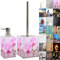 Sanilo Badezimmer Set, Seifenspender und WC Bürste mit Motiv, große Auswahl, Klobürste ohne Bohren, schöne Designs (Blooming)