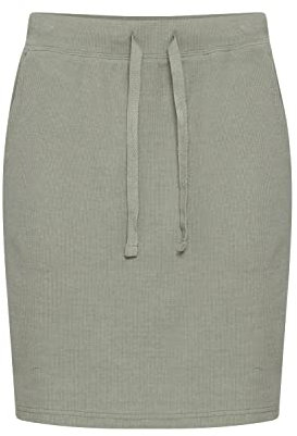 OXMO OXLou Damen Kurzer Rock elastischer Bund mit Kordeln, Größe:XS, Farbe:Seagrass Melange (1660081)