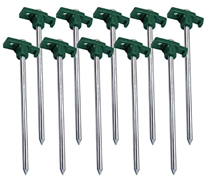 ADEPTNA Heavy-Duty Storm Proof 10 Pack Galvanized Steel Rust Proof Tent Pegs – These Steel Hard Ground Pegs are Ideal for a Hard and Rocky Ground