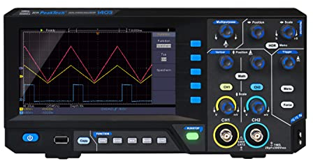 PeakTech 1403, oscilloscopio di memoria digitale, 2 canali, 50 MHz, 500 MS/s, interfaccia USB, software PC, P 1403