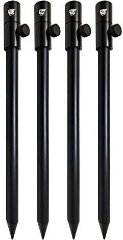 Carp On - 4 Pack - Extendable Bank Stick Extendable Telescopic Arrow Point Anodised Metal (30 to 48cm) With Robust Universal Screw Point Thread - For Carp and Coarse Fishing Accessory Set Ups [25-160]