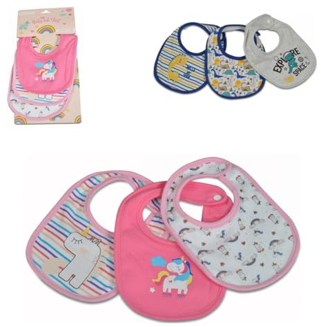 Cangaroo Babylatz 3er Set Kay Selbstverschluss, waschbar, wasserfest, ab Geburt rosa