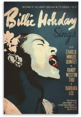 XINGSHANG Billie Holiday Music Poster Jazz Art Retro Konzert Poster Leinwand Kunst Poster und Wandkunst Bild Druck Moderne Familie Dekor Poster 60 x 90 cm