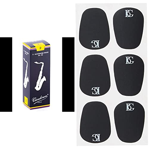 Vandoren Classic Tenorsaxophon 2 & BG A10L - Bissplatte für Klarinette und Saxophon Schwarz, Groß 0,8mm (6x)