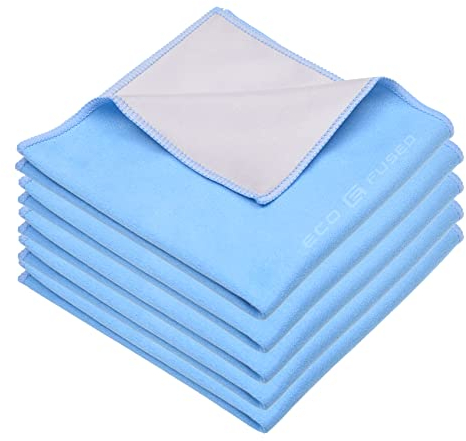 Eco-Fused Panni per la pulizia in microfibra XL oversize, set di 5-12 x 12 pollici, pulizia double face, tessuto in microfibra e camoscio, per smartphone, TV LCD, tablet