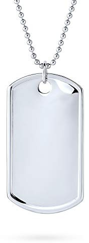 Traditionelle Herren Mittelgroße Große X Große Armee Identifikations Militär Hundemarke Anhänger Halskette Für Männer Teenager .925 Sterling Silber Lange Perlenkette 18 20 24 Zoll Anpassbar