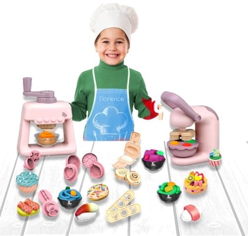 Sobebear 118Pcs Dough Play Set, Clay Molding Set with 40pcs Ice Cream Maker 39pcs Burger Maker 39pcs Noodle Maker, Clay Molding Kit, Creative DIY Arts Crafts Clay Set Kids Gift 3+ years