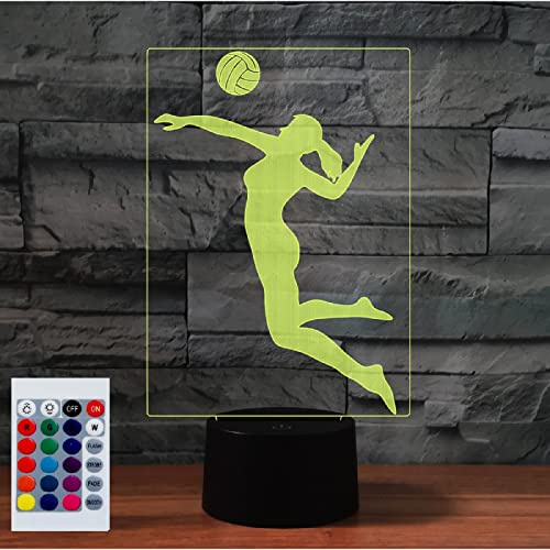 SUPERHONGJIHAO Nachtlicht für Kinder, 3D-Spiel-Volleyball-LED-Lampe | mit Fernbedienung, 16 Farbwechsel, Weihnachts-Geburtstagsgeschenk
