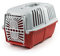 lionto Hundetransportbox aus robustem recyceltem Kunststoff, 48x31,5x33 cm, Transportbox mit praktischem Schließsystem & Tragegriff, auch geeignet für Katzen & Kleintiere, für Haustiere bis 15kg, rot