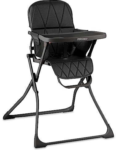 RicoKids Hochstuhl Baby - Baby-Fütterungsstuhl mit Abnehmbarem Tablett - 6 bis 36 Monate - Weicher und Breiter Sitz mit Angenehmem Material - Robuste Struktur - 60x70x95 cm - Schwarz